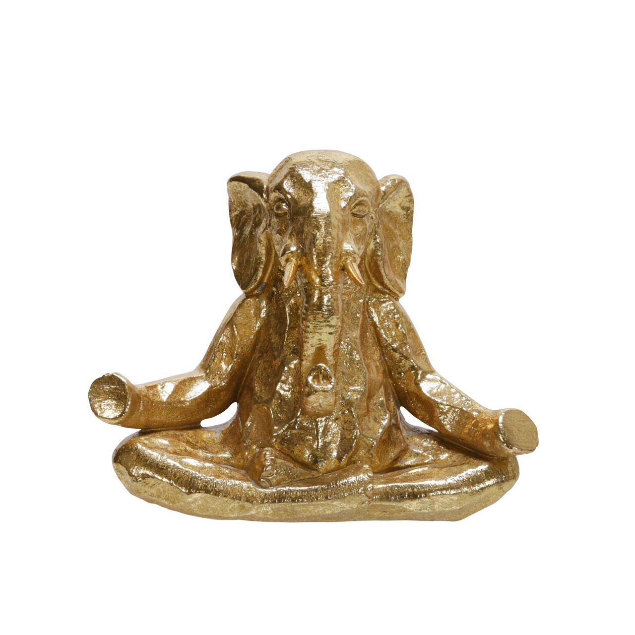 Kingston Living Meditating Elephant Tabletop Figurine - 8" - Gold